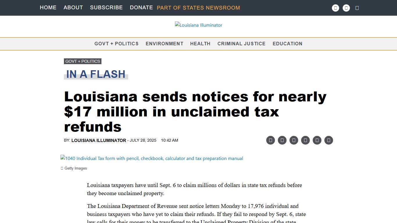Louisiana sends notices for nearly $17 million in unclaimed tax refunds • Louisiana Illuminator
