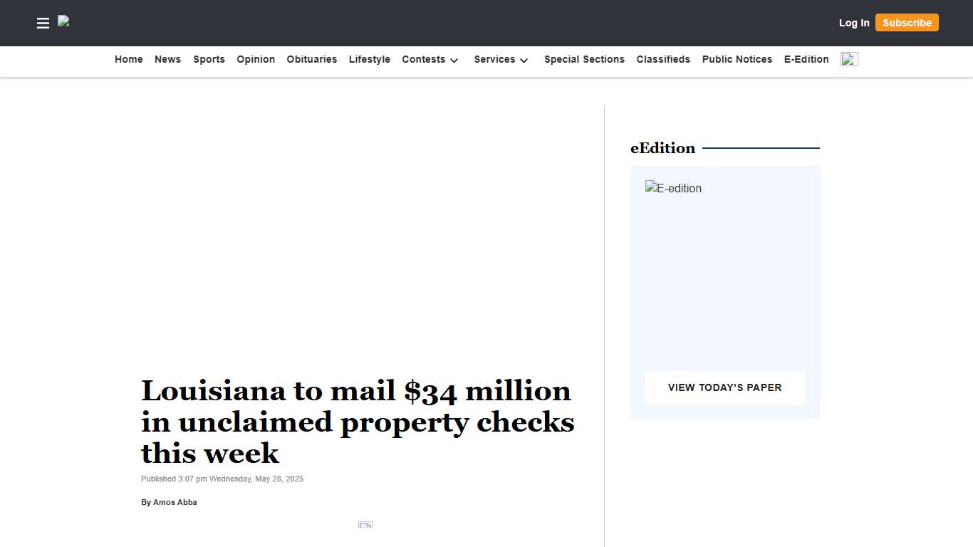 Louisiana to mail $34 million in unclaimed property checks this week L'Observateur